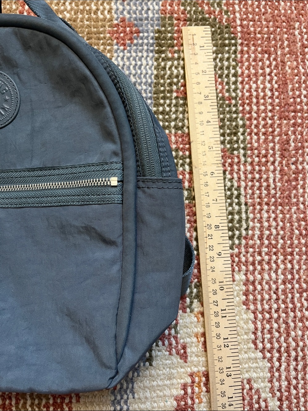 Kipling Kae Small Backpack Gray Blue Crinkle Nylon Lightweight EUC - Picture 4 of 9